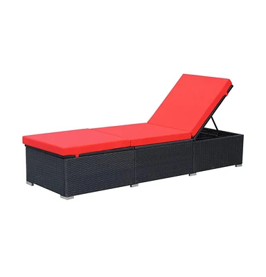 vidaXL Sun Lounger with Cushion Poly Rattan