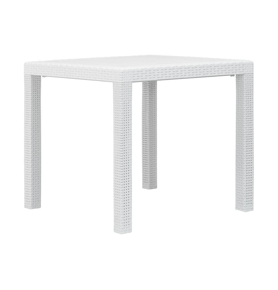 vidaXL Patio Table White 31.1"x31.1"x28.3" Plastic Rattan Look