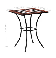 vidaXL Mosaic Bistro Table Terracotta and White 23.6" Ceramic