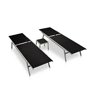 vidaXL Sun Loungers 2 pcs with Table Steel and Textilene Black