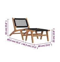 vidaXL Sun Lounger with Footrest Solid Teak Wood and Rope