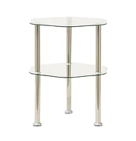 vidaXL 2-Tier Side Table Transparent 15"x15"x19.7" Tempered Glass