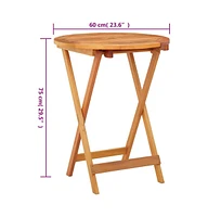 vidaXL Folding Patio Table 23.6"x29.5" Solid Eucalyptus Wood