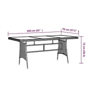 vidaXL Patio Table 63"x27.6"x28.3" Poly Rattan & Solid Acacia Wood