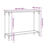 vidaXL Console Table Smoked Oak 39.8"x12"x29.5" Engineered Wood