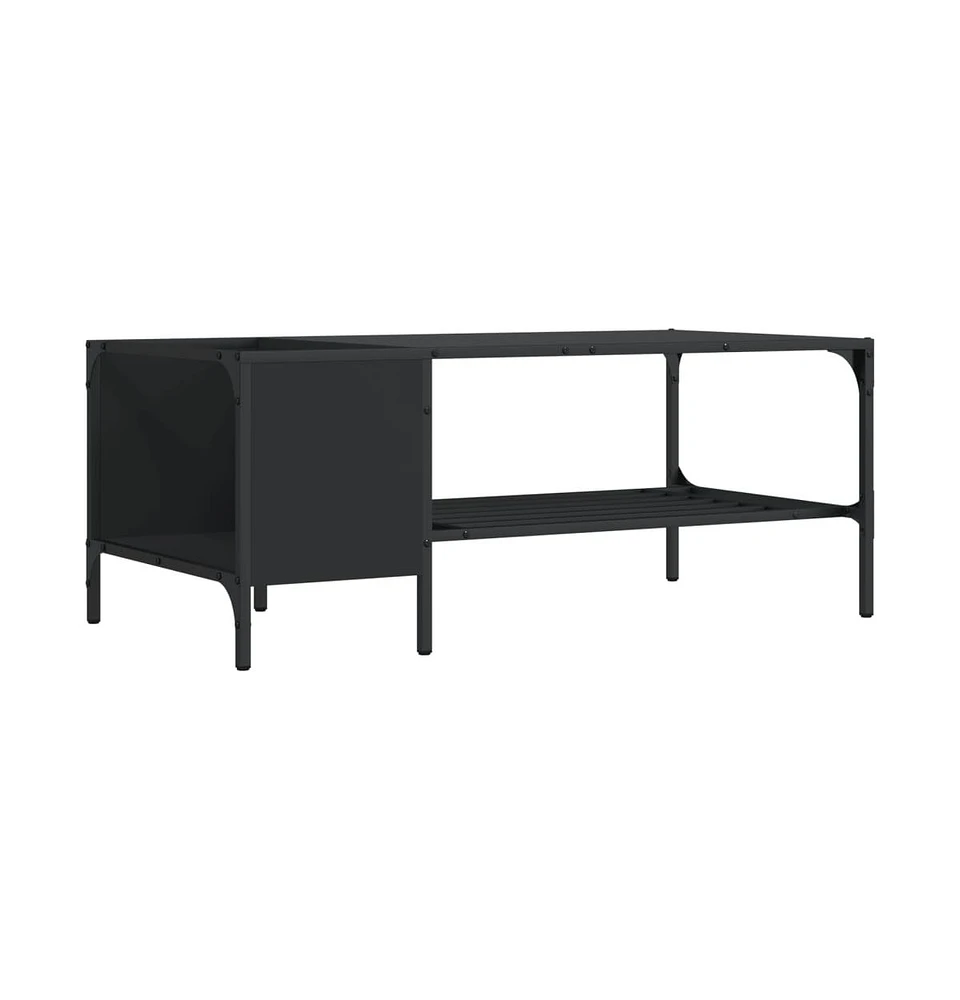 vidaXL Coffee Table with Rack Black 39.4"x20.1"x15.7" Engineered Wood