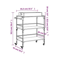 vidaXL Kitchen Trolley Black 32.1"x16.1"x36.4" Engineered Wood