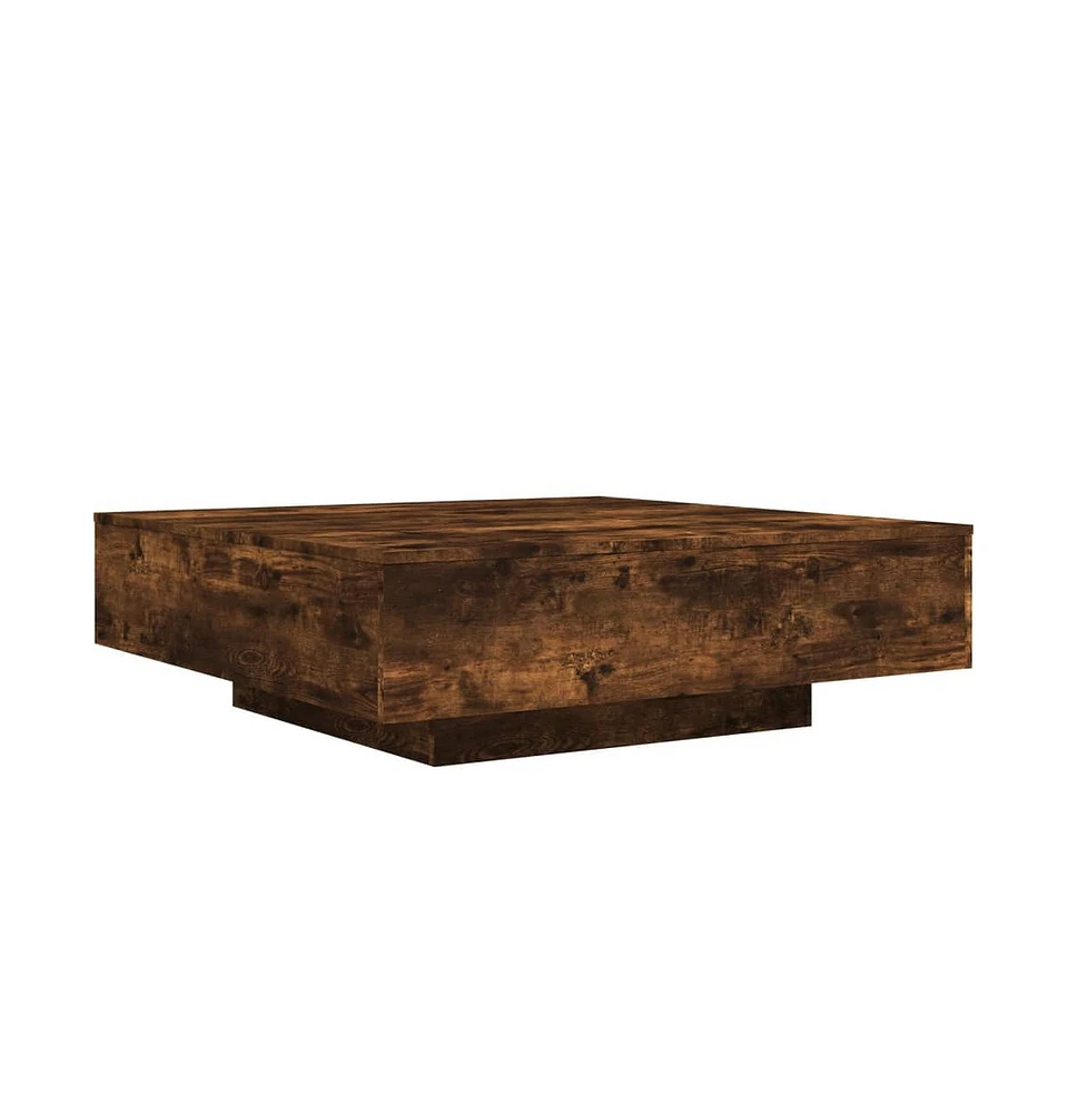 vidaXL Coffee Table with Led Lights Smoked Oak 39.4"x39.4"x12.2"