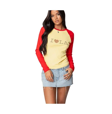 Edikted Womens La Baby Raglan Long Sleeve T Shirt