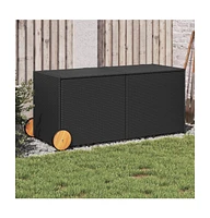 vidaXL Garden Storage Box with Wheels Gal Poly Rattan