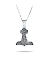 Bling Jewelry Protection Amulet Celtic Knot Viking Norse Thors Hammer Pendant Necklace For Women Oxidized .925 Sterling Silver