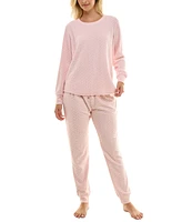 Roudelain Women's Packaged Textured Cable Jogger Pajama Set