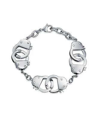 Bling Jewelry Unisex Biker Jewelry Stylish Multi Handcuff Bff Bracelet in Stainless Steel for Women 8.5 Inch