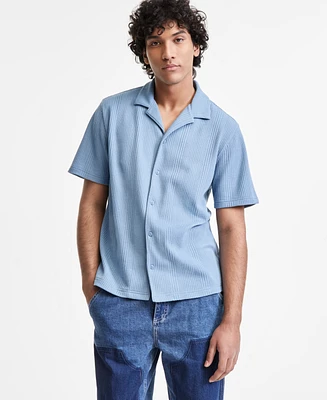 Sun + Stone Men's Waffle-Knit Button-Down Shirt, Exclusively at Macy's