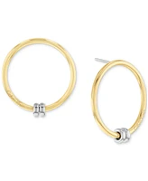 Calvin Klein Two-Tone Stainless Steel Double Ring Front-Facing Hoop Earrings