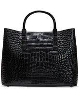 Lauren Ralph Marcy Large Embossed Leather Satchel