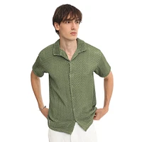 Campus Sutra Men's Olive Green Puffy-Textured Shirt