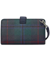 Lauren Ralph Lauren Plaid Crosshatch Leather Tech Wristlet