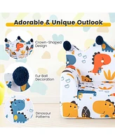 Costway Kids Sofa Chair Foam Filled Armchair Dinosaur Toddler Couch with Cover & Pillow