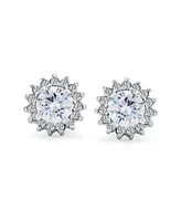 Bling Jewelry 1CT Cz Solitaire Removable Cubic Zirconia Halo Jacket Cz Stud Earrings For Women .925 Sterling Silver