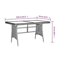 vidaXL Patio Table 51.2"x27.6"x28.3" Poly Rattan & Solid Acacia Wood