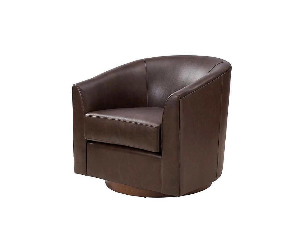 Hulala Home Modern Althea Swivel Barrel Chair With Solid Wood Base