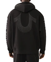 True Religion Men's Relaxed Fit Studded Logo Hoodie