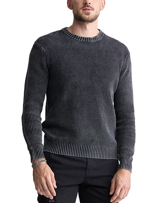 Men's Washy Cotton Textured Knit Crewneck Sweater