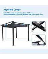 Slickblue 10x10 Ft Outdoor Patio Retractable Pergola Canopy Sunshelter for Gardens and Backyards