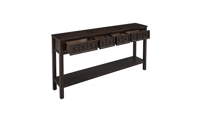 Slickblue Rustic Entryway Console Table, 60" Long Sofa Table with two Different Drawers and Bottom Shelf for Storage