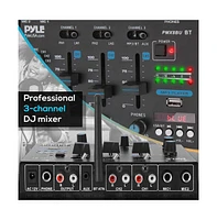 Pyle Wireless 3-Channel Dj Mixer with Bluetooth and Usb, Phono, Microphone, and Line Inputs