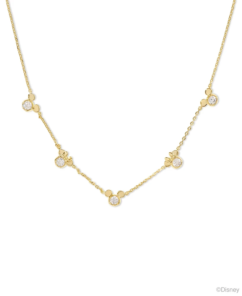 Kendra Scott 14k Gold-Plated Cubic Zirconia Mickey & Minnie Mouse 19" Adjustable Statement Necklace