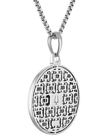 Bulova Black Diamond (1/6 ct. t.w.) Sundial Pendant 26" Necklace in Sterling Silver