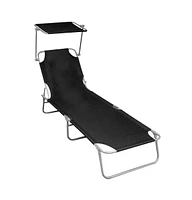 vidaXL Folding Sun Lounger with Canopy Aluminum