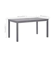 vidaXL Patio Table Gray Wash 55.1"x31.5"x29.1" Solid Acacia Wood