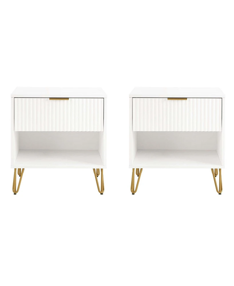 Manhattan Comfort 2-Piece Dumbo Medium-Density Fiberboard 1-Drawer Modern Nightstand Set