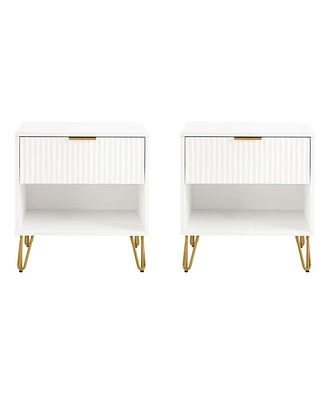 Manhattan Comfort 2-Piece Dumbo Medium-Density Fiberboard 1-Drawer Modern Nightstand Set