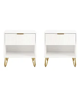 Manhattan Comfort 2-Piece Dumbo Medium-Density Fiberboard 1-Drawer Modern Nightstand Set