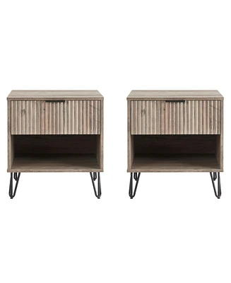 Manhattan Comfort 2-Piece Dumbo Medium-Density Fiberboard 1-Drawer Modern Nightstand Set