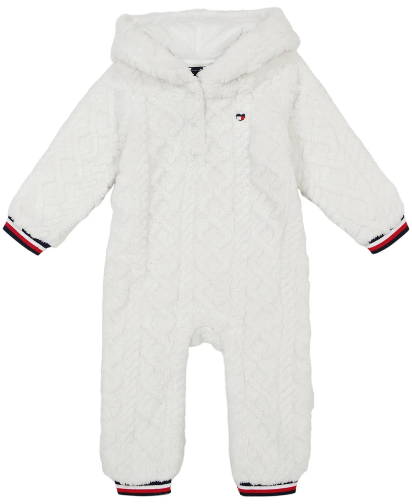 Tommy Hilfiger Baby Girl Cable Sherpa Hooded Coverall