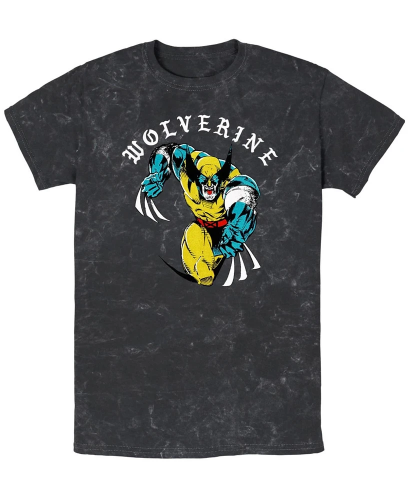 Fifth Sun Mens Marvel Wolverine Homeslice Short Sleeve Mineral Wash Tee