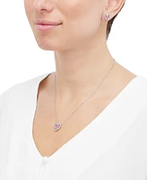2-Pc. Set Lab Created Pink Sapphire (2 ct. t.w.) & Lab Created White Sapphire (1-1/5 ct. t.w.) Heart Pendant Necklace & Matching Stud Earrings in Ster