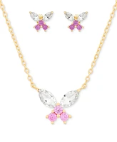 2-Pc. Set Lab-Created Pink Sapphire (3/4 ct. t.w.) & Lab-Created White Sapphire (1-7/8 ct. t.w.) Pendant Necklace & Matching Stud Earrings in 14k Gold