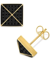 Esquire Men's Jewelry Diamond Pyramid Stud Earrings (1/3 ct. t.w.) Gold-Tone Ion-Plated Stainless Steel, Created for Macy's