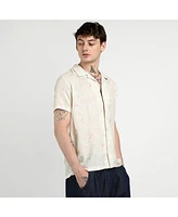 Campus Sutra Men's Off-White Heathered Drawn Shirt