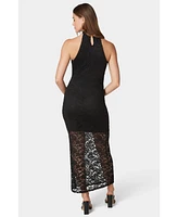 Bebe Women's Lace Mock Neck Maxi Dress