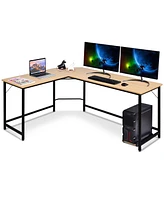 Costway L-Shaped Computer Desk Corner Workstation Study Gaming Table