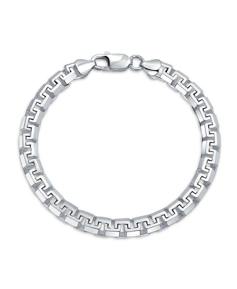 Bling Jewelry Mens Solid Heavy Thick Strong Forzata Franco Square Venetian Fancy Box Link Chain Bracelet .925 Sterling Silver Made In Italy 8 8.5 9 In