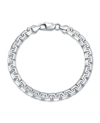 Bling Jewelry Mens Solid Heavy Thick Strong Forzata Franco Square Venetian Fancy Box Link Chain Bracelet .925 Sterling Silver Made In Italy 8 8.5 9 In