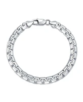 Bling Jewelry Mens Solid Heavy Thick Strong Forzata Franco Square Venetian Fancy Box Link Chain Bracelet .925 Sterling Silver Made In Italy 8 8.5 9 In